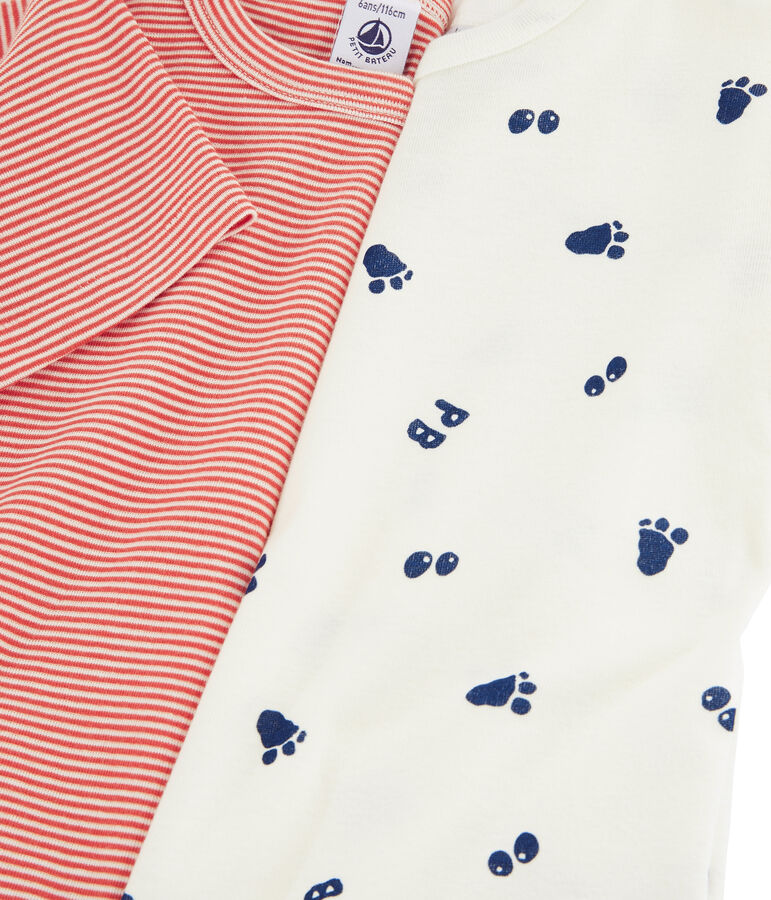 Confezione da 2 t-shirt manica corta fantasia zampa dello yeti da bambino multicolore