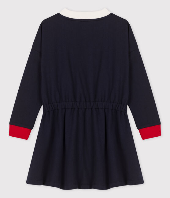 Abito bambina a maniche lunghe in molleton blu SMOKING