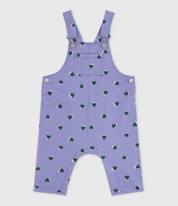 Salopette lunga in serge con stampa a cuori neonata viola/multicolore