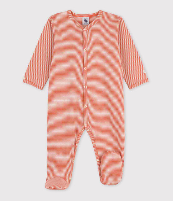 Tutina pigiama millerighe di cotone per neonati rosa BRANDY/bianco MARSHMALLOW