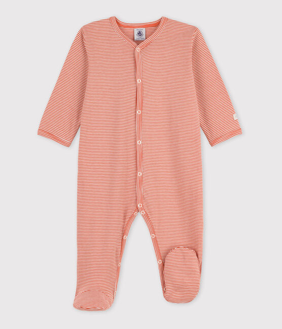 Tutina pigiama millerighe di cotone per neonati rosa BRANDY/bianco MARSHMALLOW