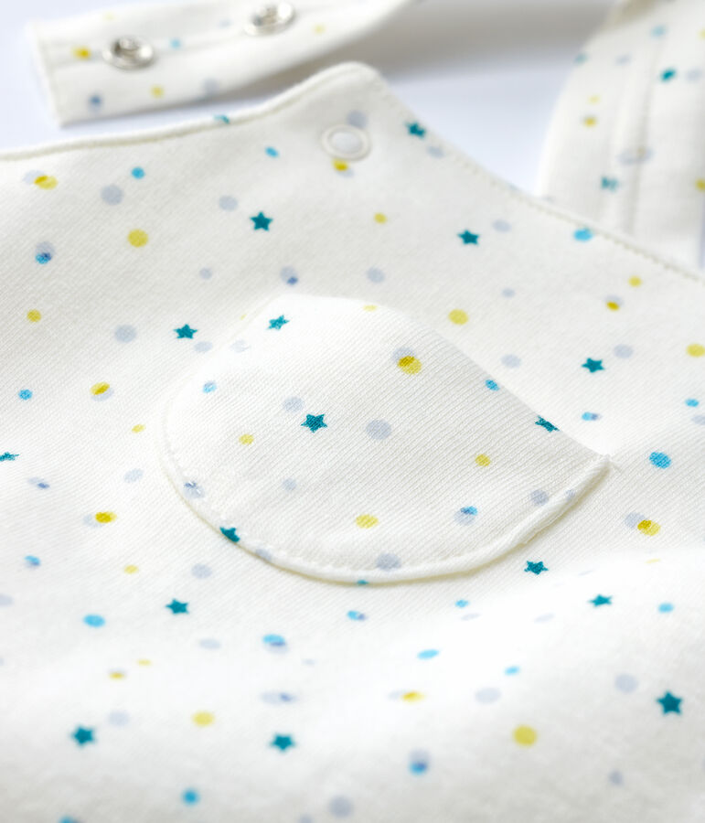 Tuta corta beb&egrave; in jersey double face di cotone biologico bianco MARSHMALLOW/bianco MULTICO