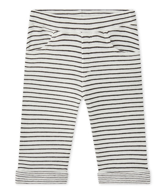 Pantalone bebé bambino rigato bianco MARSHMALLOW/nero CITY