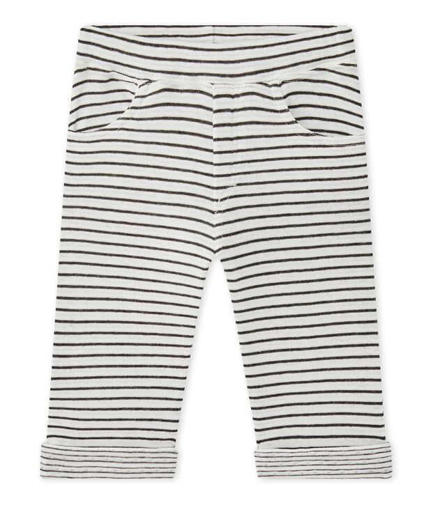 Pantalone beb&eacute; bambino rigato bianco/grigio