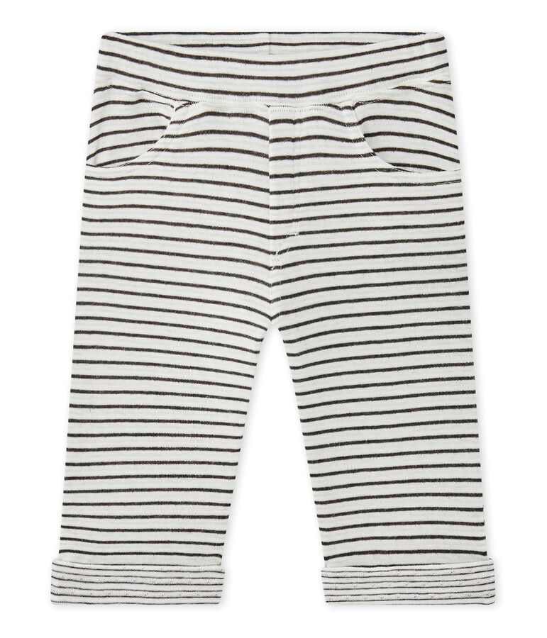 Pantalone beb&eacute; bambino rigato bianco MARSHMALLOW/nero CITY