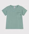 T-shirt a maniche corte in cotone tinta unita bambina verde PAUL