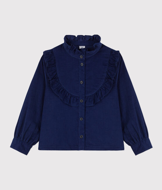 Blusa in velluto fine bambina BLEU FONCE