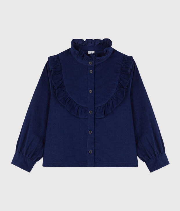 Blusa in velluto fine bambina blu