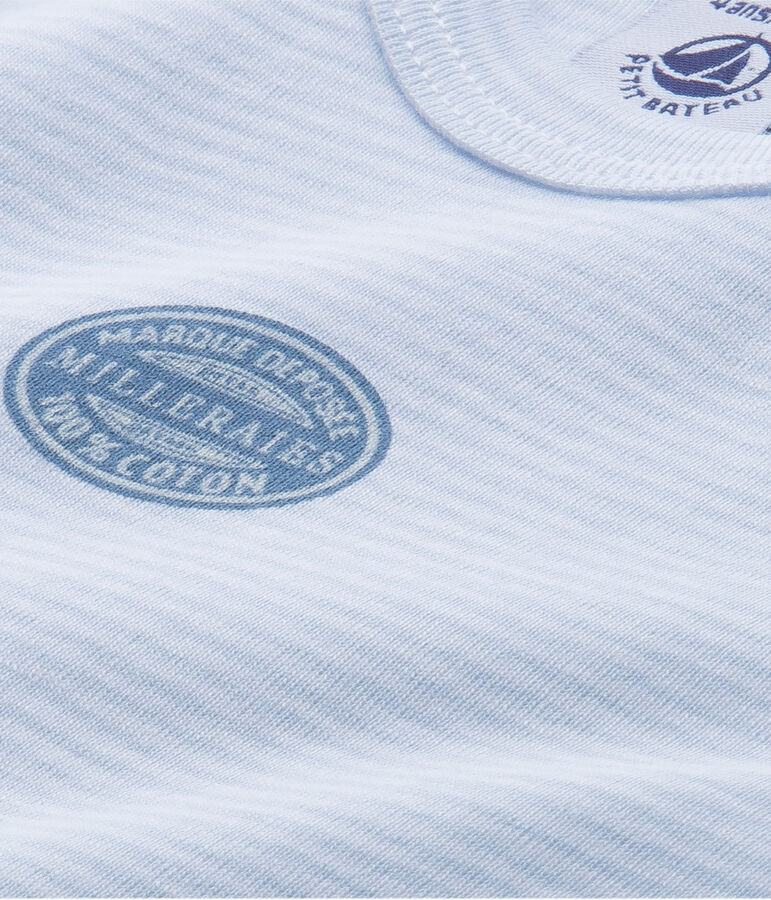 Body beb&eacute; bambino maniche corte millerighe blu/bianco