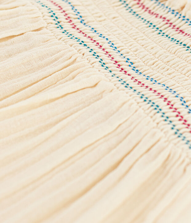 Blusa senza maniche in garza di cotone bambina ecru