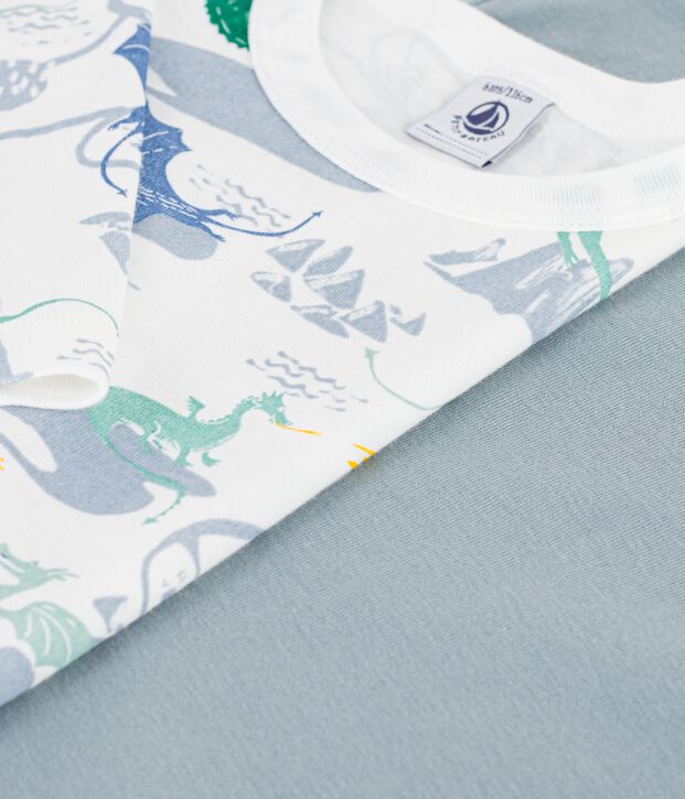 Set di T-shirt a maniche lunghe in cotone con draghi stampati bambino multicolore