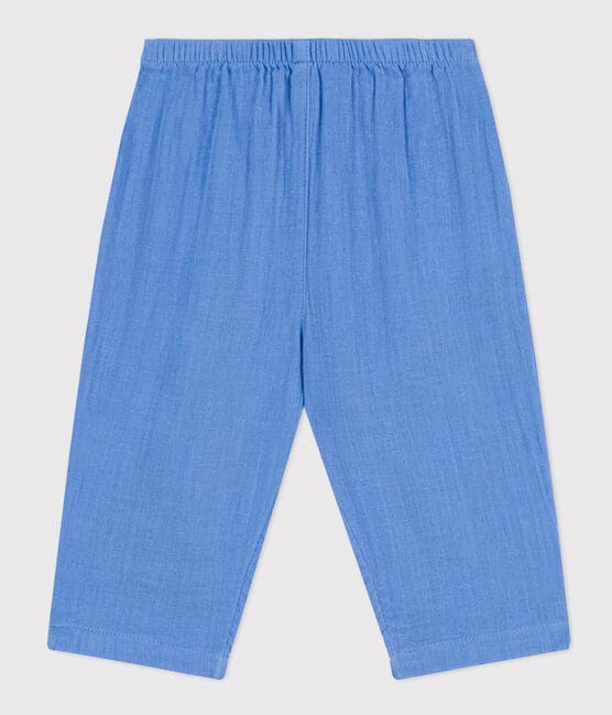 Pantaloni bebè in garza di cotone blu EDNA