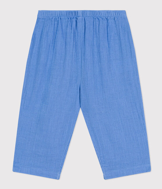 Pantaloni bebè in garza di cotone blu EDNA