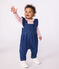Salopette lunga in denim ed elastan con volant neonata blu DENIM MOYEN