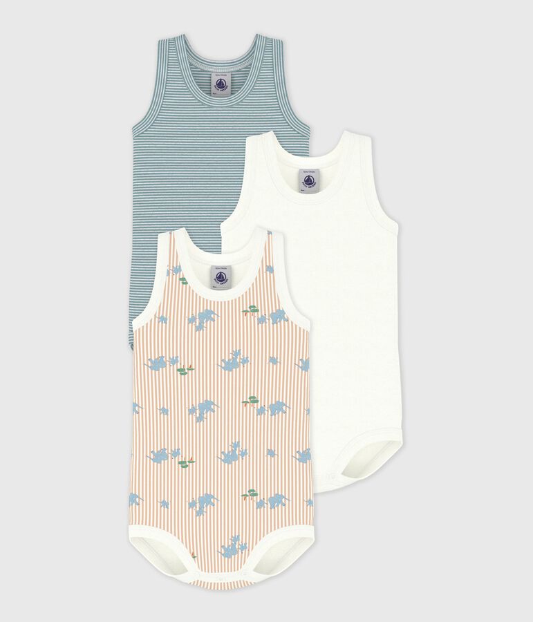Set di body senza maniche in cotone con elefanti stampati neonato multicolore