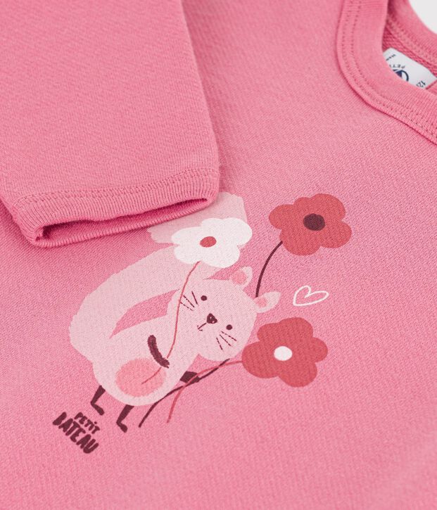 Felpa in cotone con stampa animalier neonato rosa