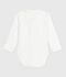 Body per neonato in cotone tinta unita con colletto ricamato bianco/rosso