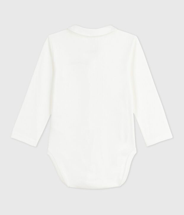 Body con colletto ricamato e scritta sul petto neonato bianco/rosso