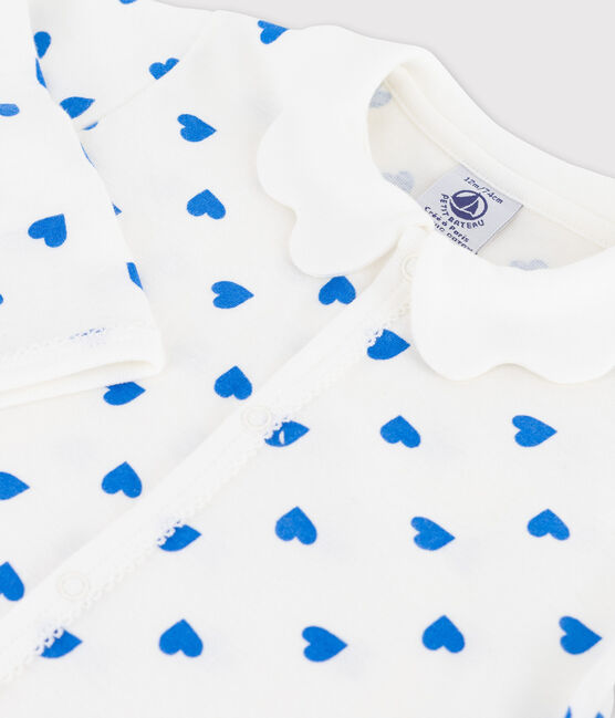Tutina a cuori blu senza piedi bebè bianco MARSHMALLOW/blu BRASIER