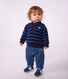 Felpa in cotone a righe con colletto tipo polo neonato