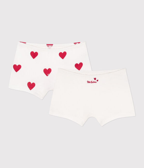 Set da 2 shorty in cotone con stampa a cuori bambino variante 1