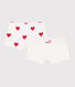Set da 2 shorty in cotone con stampa a cuori bambino
