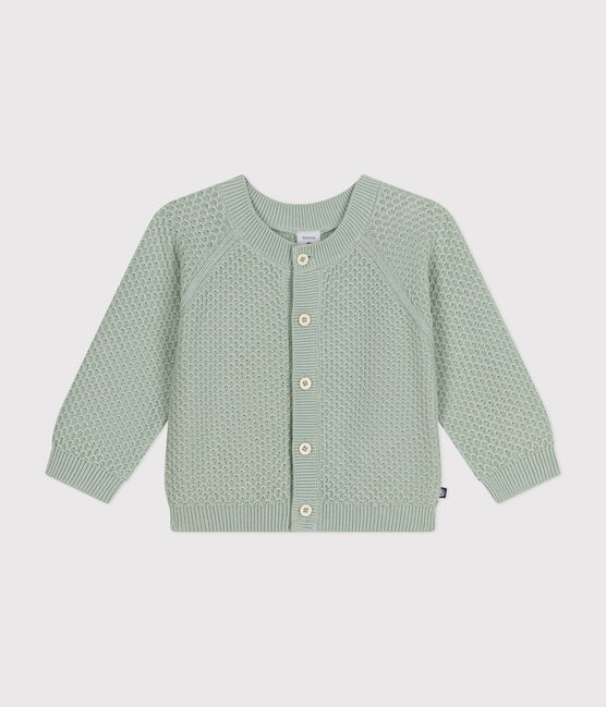 Cardigan in tricot di cotone bebè verde HERBIER