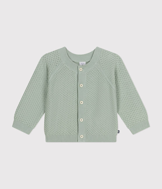 Cardigan in tricot di cotone bebè verde HERBIER
