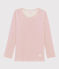 T-shirt a maniche lunghe millerighe in lana e cotone rosa CHARME/bianco MARSHMALLOW