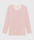 T-shirt a maniche lunghe in lana e cotone millerighe da bambina