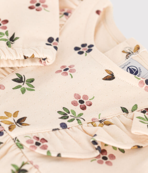 Abito a maniche lunghe in tubique neonato ecru/multicolore