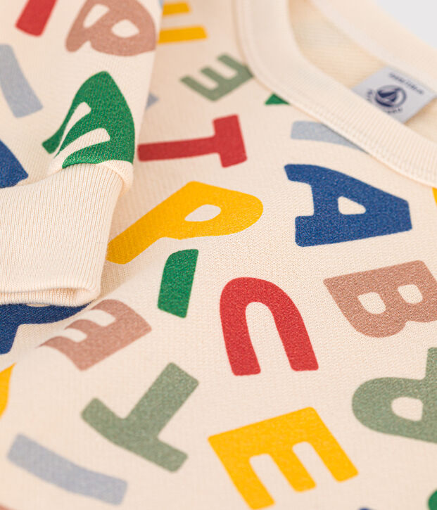 Maglia in tessuto felpato bambino ecru/multicolore