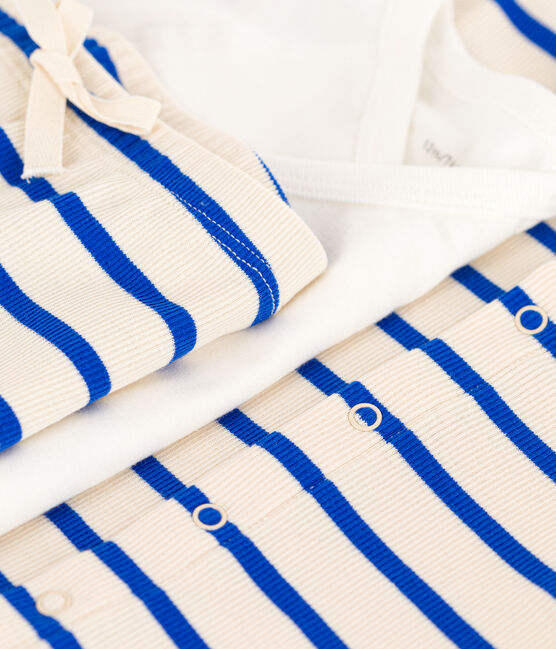 Tutina a righe marinière bebè in cotone blu AVALANCHE/bianco PERSE