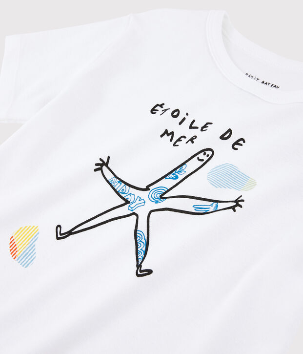 T-shirt Serge Bloch bambino bianco