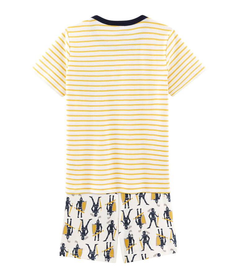 Pigiama corto bambino a costine bianco/multicolore