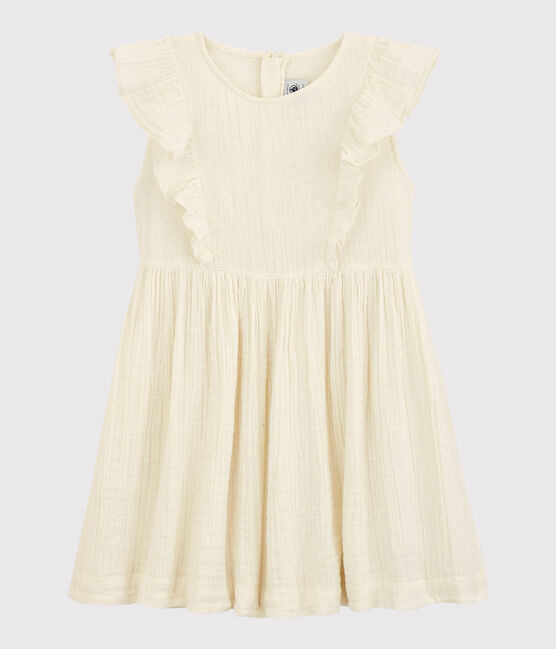 Abito in garza di cotone bio bambina bianco MARSHMALLOW