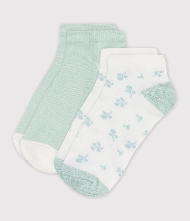 2 paia di calzini in cotone con stampa a fiori bambina multicolore