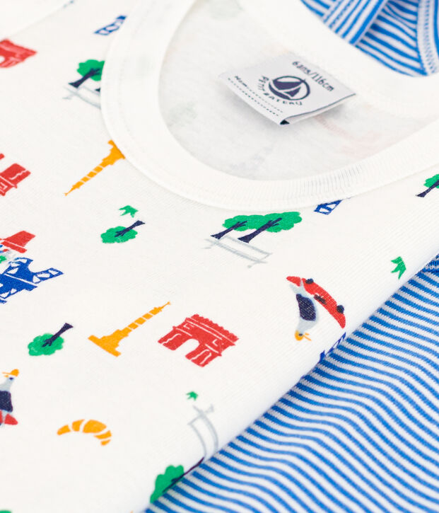 Confezione da 2 canottiere bambino in cotone Parigi multicolore