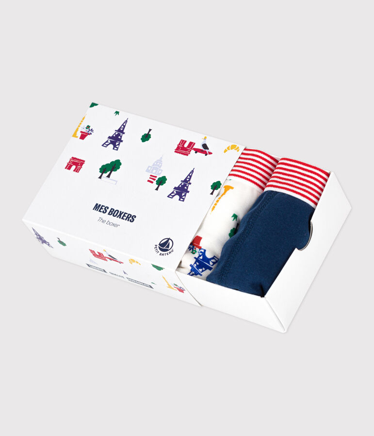 Confezione da 3 boxer Parigi in cotone bambino multicolore