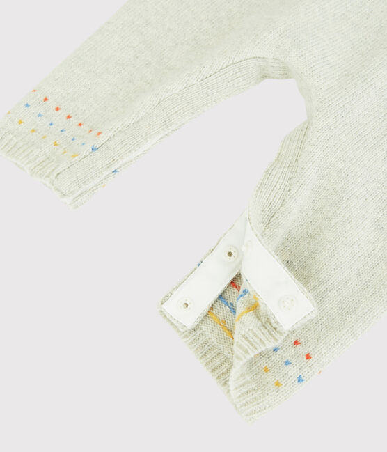 Tutina lunga bebè jacquard in maglia tricot con lana beige MONTELIMAR CHINE