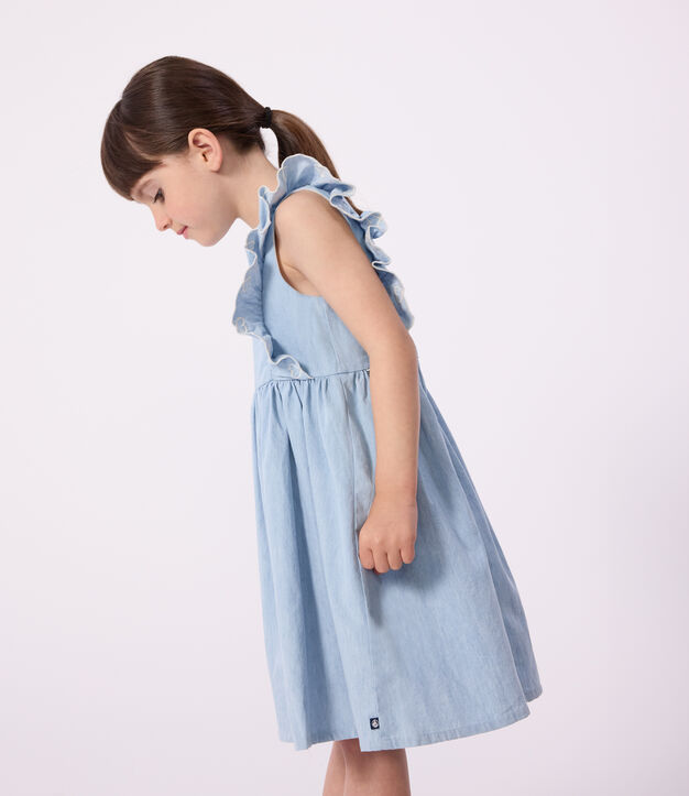 Abito senza maniche in cotone bambina blu