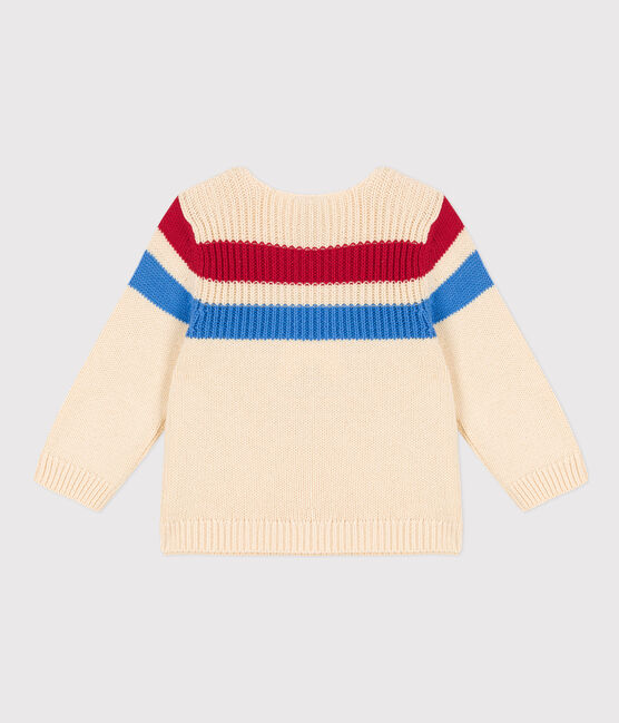 Maglione per neonati in maglia di cotone a righe bianco AVALANCHE/ MULTICO
