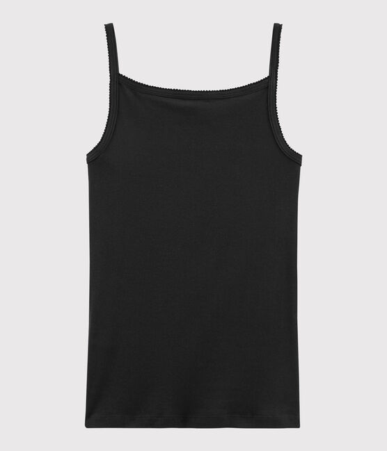 Canottiera con spalline iconica in cotone Donna nero NOIR