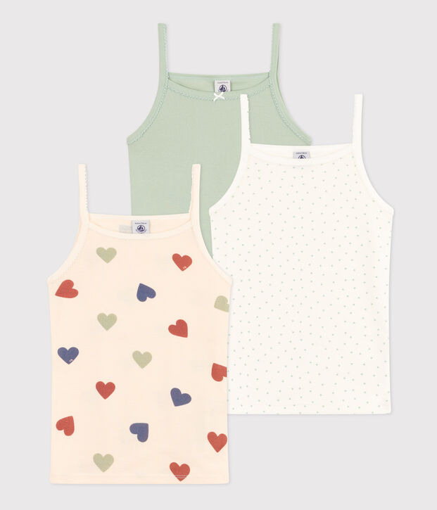 Confezione da 3 canottiere con spalline cuore in cotone bambino multicolore