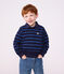 Felpa con colletto a polo in cotone a righe bambino blu/verde/blu