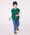 Giacca stile teddy bambino in cotone tinta unita verde EVERGREEN/ MILK