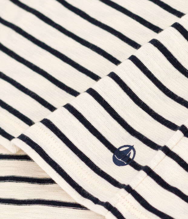 T-shirt REGULAR girocollo in cotone rigato donna ecru/blu