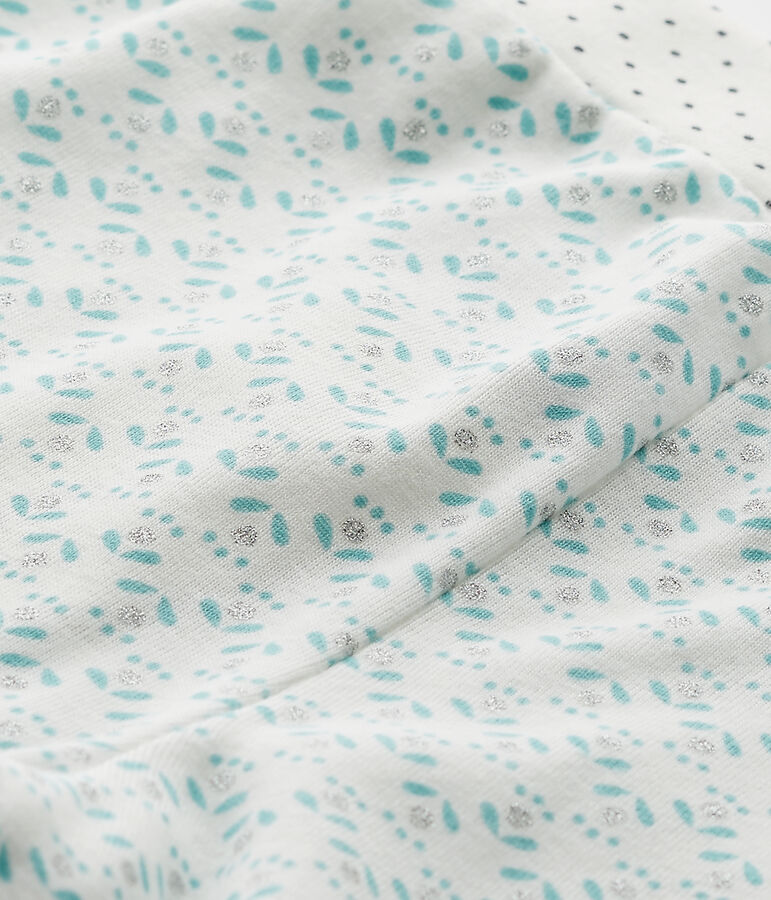 Pantaloni bambina per pigiama Mix&Match bianco LAIT/verde VERT/ MULTICO