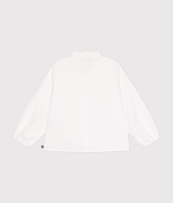 Blusa a maniche lunghe in tela bambina bianco ECUME