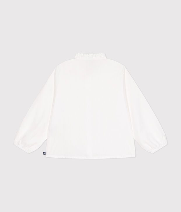 Blusa a maniche lunghe in tela bambina bianco